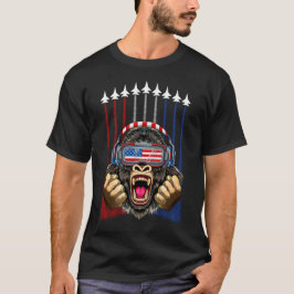 4 juli Gorilla Verenigde Staten Amerikaanse Vlag P T-shirt