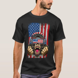 4 juli Gorilla Verenigde Staten Amerikaanse Vlag P T-shirt