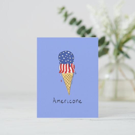 4 juli: Grappig Amerikaans ijs Briefkaart (Staand voorkant)