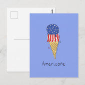 4 juli: Grappig Amerikaans ijs Briefkaart (Voorkant / Achterkant)