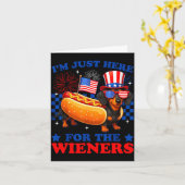 4 juli grappig hier voor de worstjes dachshund kaart (Gele Bloem)