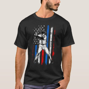 4 juli Grappig honkbal Amerikaanse vlag Batter Hi T-shirt