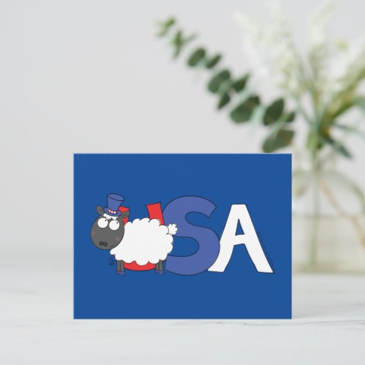4 juli Grappig USA Schaap Briefkaart (Staand voorkant)