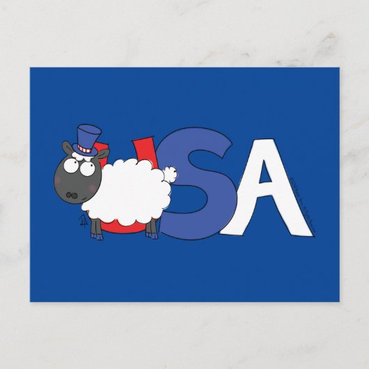 4 juli Grappig USA Schaap Briefkaart (Voorkant)