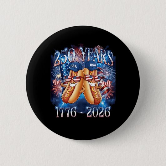 4 juli Grappige Hotdog 250ste verjaardag VS Ronde Button 5,7 Cm (Voorkant)