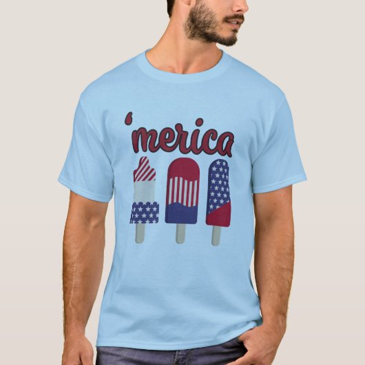 4 juli Grappige Merica ijs T-shirt (Voorkant)