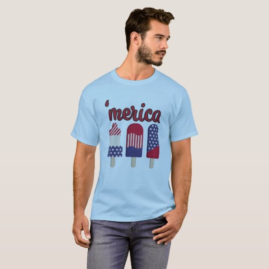 4 juli Grappige Merica ijs T-shirt (Voorkant volledig)