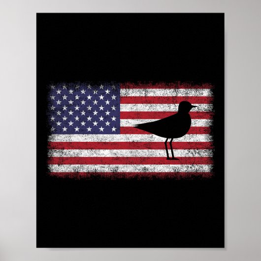4 juli Grappige Patriottische Snowy Plover Vogelli Poster (Voorkant)
