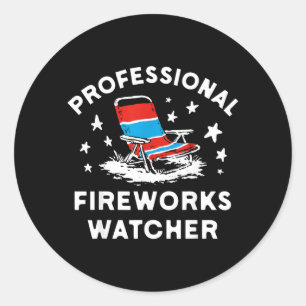 4 juli grappige professionele vuurwerk kijker ronde sticker