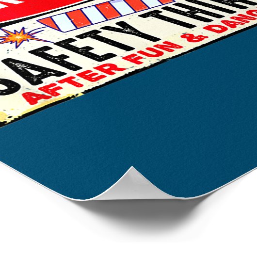 4 juli grappige vuurwerkvuurwerker Veiligheid Poster (Hoek)