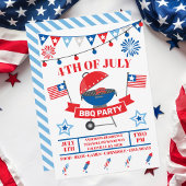 4 juli Grill Lichtblauw Barbeque BBQ Party Kaart