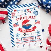 4 juli Grill Navy Blue Barbeque BBQ Feest Kaart