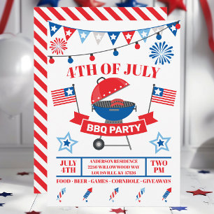 4 juli-grill Rode Barbeque BBQ-feest Kaart