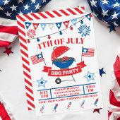 4 juli Grill Rood Barbeque BBQ Party Kaart