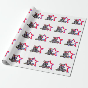4 juli grote letter ster cadeaupapier