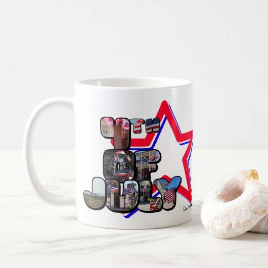 4 juli grote letter ster koffiemok (Met donut)