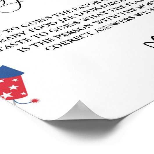 4 juli Guess The Baby Food Baby shower Game Poster (Hoek)