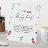 4 juli Guess The Baby Food Baby shower Game Reclamebord Met Voetstuk (Insitu)