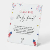 4 juli Guess The Baby Food Baby shower Game Reclamebord Met Voetstuk (Voorkant)
