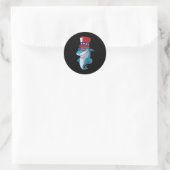 4 juli haai voor kinderen ronde sticker (Tas)
