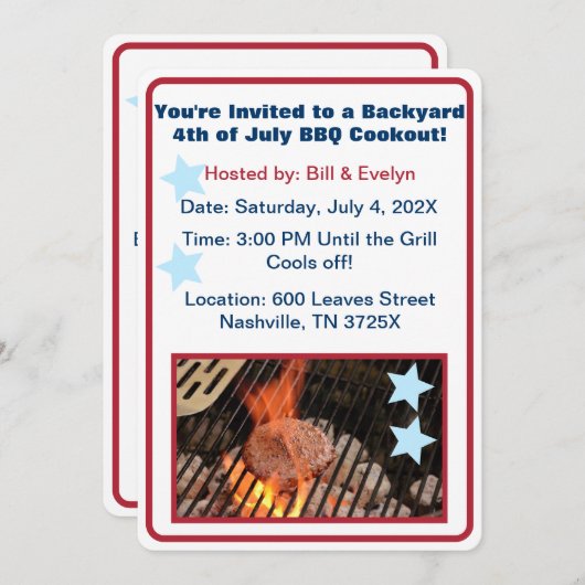 4 juli Hamburger Barbecue Kaart (Voorkant / Achterkant)