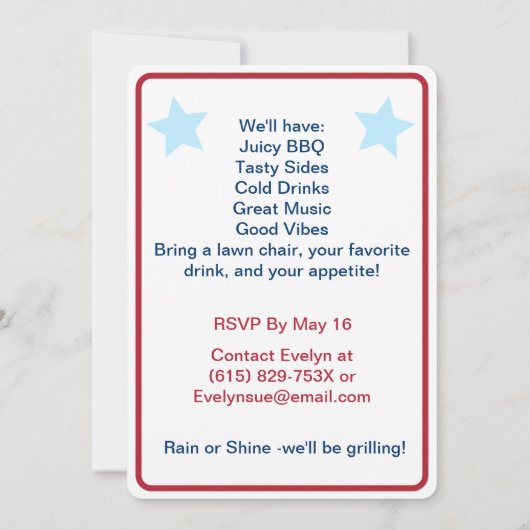 4 juli Hamburger Barbecue Kaart (Achterkant)