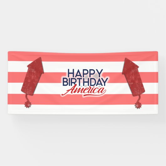 4 juli Happy Birthday America Banner (Horizontaal)