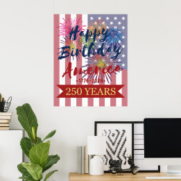 4 juli Happy Birthday Amerika VS 250ste verjaardag Poster