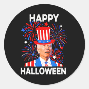 4 juli Happy Halloween Funny Biden Verward  Ronde Sticker