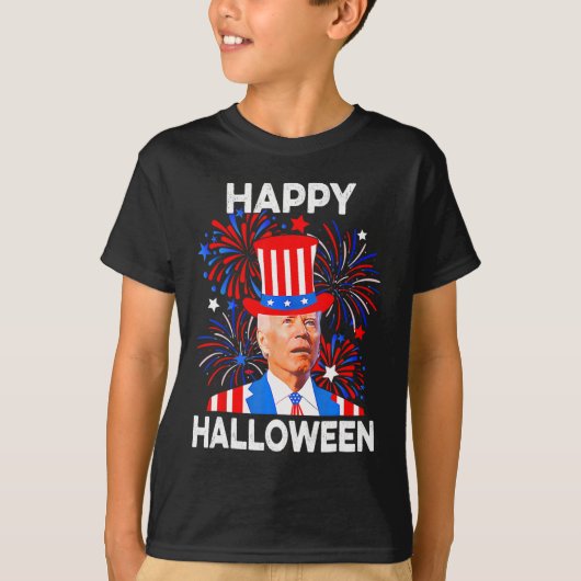 4 juli Happy Halloween grappig Biden verward T-shirt (Voorkant)
