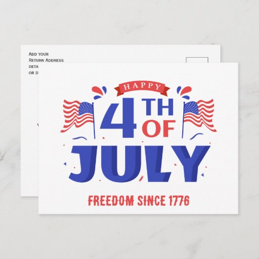 4 juli Happy Independence Day, Vrijheid 1776 Briefkaart (Voorkant / Achterkant)