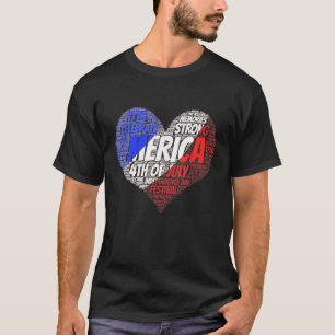 4 juli Heart Independence Day American USA Fl. T-shirt