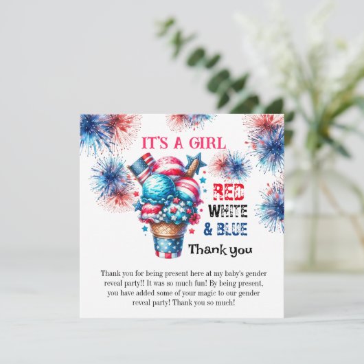 4 juli Het is een meisje Bedankkaart (Staand voorkant)