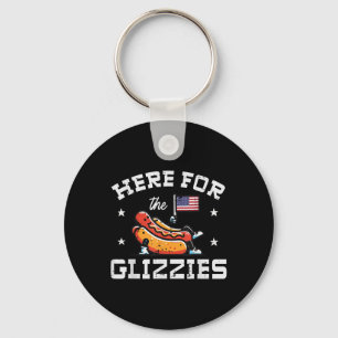 4 juli hier voor Glizzies Hotdog Patriot Mannen W Sleutelhanger