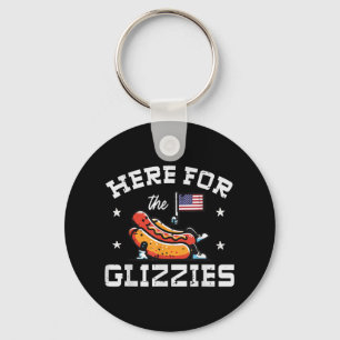 4 juli hier voor Glizzies Hotdog Patriot Mannen W Sleutelhanger