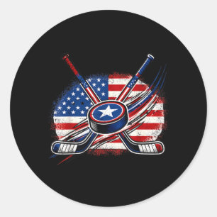 4 juli Hockey Amerikaanse Vlag Patriottisch Ijs Ronde Sticker