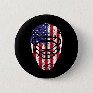 4 juli  Hockey Goalie Mask American Fl Ronde Button 5,7 Cm