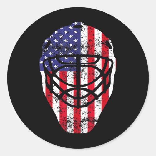 4 juli  Hockey Goalie Mask American Fl Ronde Sticker (Voorkant)