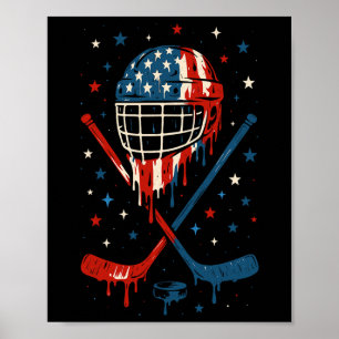4 juli Hockey Ijsje Drip Helm Sticks Vs Poster