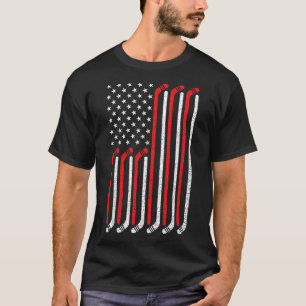 4 juli Hockey Stick USA Vlag Patriottische Hockey T-shirt