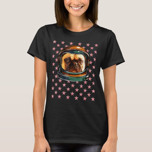 4 juli Hond Astronaut Franse Bulldog Illustratie T-shirt (Voorkant)