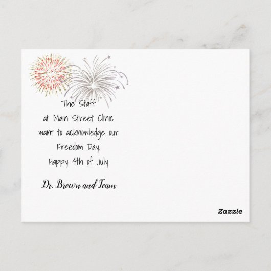 4 juli Hond en Vuurwerk Briefkaart (Achterkant)