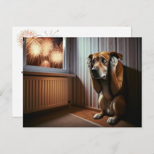 4 juli Hond en Vuurwerk Briefkaart (Voorkant / Achterkant)