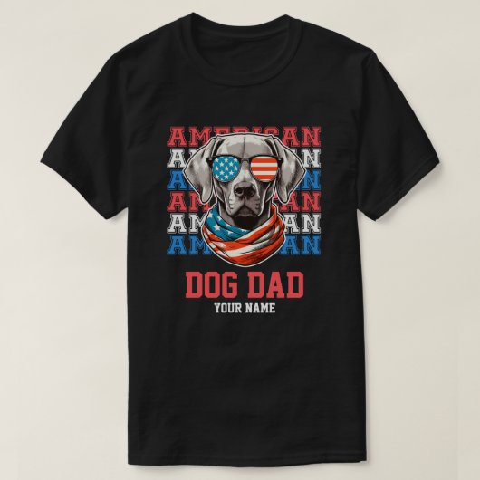 4 juli Hond in Bril Hond Papa Gepersonaliseerd T-shirt (Design voorkant)