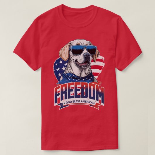 4 juli Hond Labrador Zonnebril Vlag Amerika 4 T-shirt (Design voorkant)