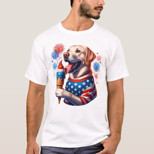 4 juli Hond met Ice Cream Cone T-shirt (Voorkant)