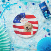 4 juli hond op Amerikaanse vlag Papieren Bordje (Feest)