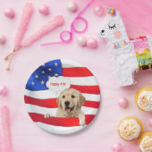 4 juli hond op Amerikaanse vlag Papieren Bordje (Feest)
