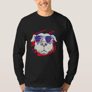 4 juli hond puppy grappige USA vlag patriottische  T-shirt