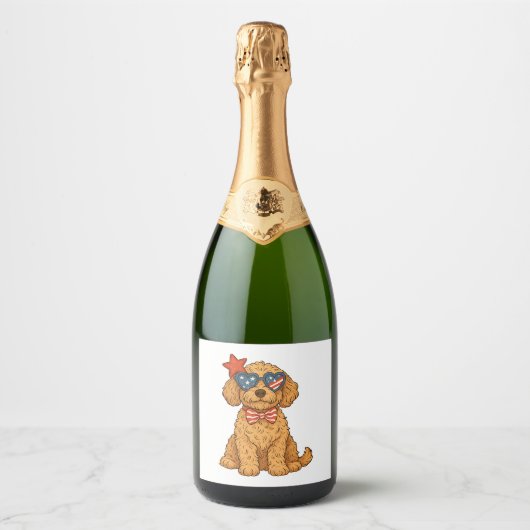 4 juli Hond Sparkling Wijnetiket (Voorkant)